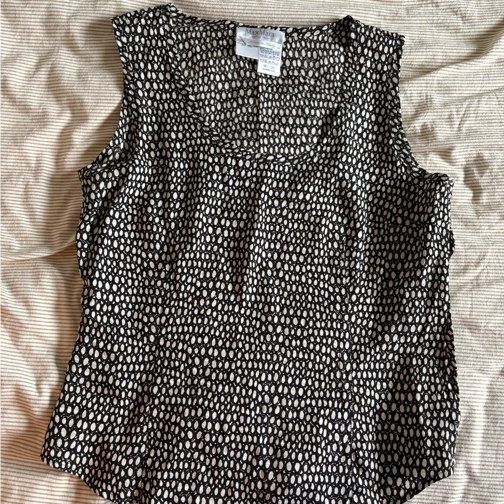 Black and White Silk MaxMara Tank
